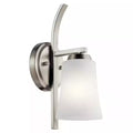 KICHLER Tao 1-Light Brushed Nickel Bathroom Indoor Wall Sconce w/ Frosted Glass
