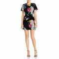 French Connection Womens Wilma Devore Burnout Velvet Minidress, Size 10 - Black
