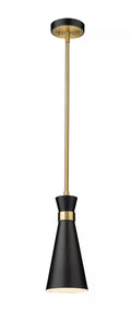 Z-Lite Soriano Matte Black and Heritage Brass One-Light Mini Pendant