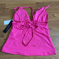 La Blanca Island Goddess Twist Tie Back Tankini Top - Pop Pink, Size 10