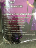 Poshetion Light-Up Witch Costume Dress Hat Broom Size M Child Medium