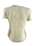 Lauren Ralph Lauren Womens Patchwork Lace Short-Sleeve Blouse, 10 Winter Cream