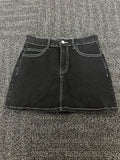 HTD Women's Sexy Mini Denim Skirt Irregular Pockets Dark Grey Size XXL