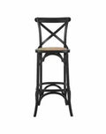 Home Decorators Mavery Black Wood Bar Stool With Woven 18 In. W X 43.7 In. H