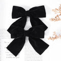 Aileam Velvet Hair Bows 2PCS Black 4" Big Fall Alligator Clips