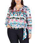 I-N-C Womens Plus Honeycomb Wrap Blouse, Pink, 3X