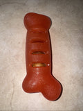 Rubber Bone Dog Chew Toy with Treat-Holding Slots, Durable Red