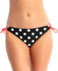 California Waves Black White Dot Side Tie Bikini Swim Bottoms, Size Xs