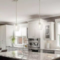 Cresswell Lighting 9in Modern Brushed Nickel Clear Glass Round Mini Pendant Ceili