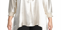 Anne Klein Womens Plus Smocked Hi-Low Tunic Top