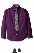 Perry Ellis Big Boys Solid Broadcloth Packed Shirt with Tie