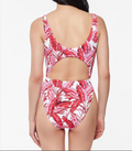 Jessica Simpson Printed Paradiso Palm O-Ring Cut-Out One-Piece Swimsuit