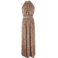 INC Womens Maxi Dress Cheetah-Print Blouson High-Neck