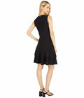 MICHAEL Michael Kors Womens Floral Jacquard Tiered Dress, Size XL/Black
