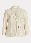 Ralph Lauren Womens Striped Linen-Blend Twill Blazer, Size 18
