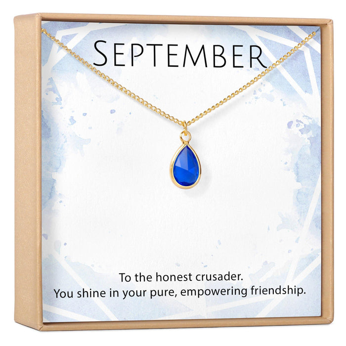 September Birthstone / Sapphire Crystal Charm Necklace