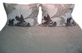 DaDa Bedding Paisley Grey Floral Leaves Fitted Sheet & Pillow Cases Set (FTS8197)
