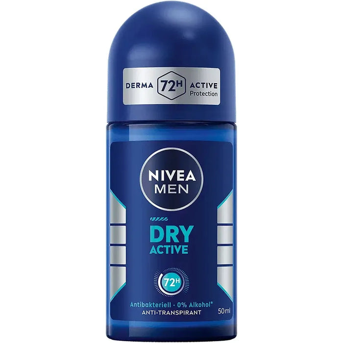 NIVEA MEN Dry Active 72h Anti-Perspirant Roll-On 50ml – Antibacterial Protection & Long Lasting Dryness