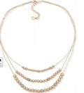 Anne Klein Gold-Tone Pave Fireball & Bead Layered Necklace, 16 + 3" Extender"