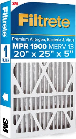 Filtrete Air Filter 5”, MPR 1900 MERV 13, 20x25x5