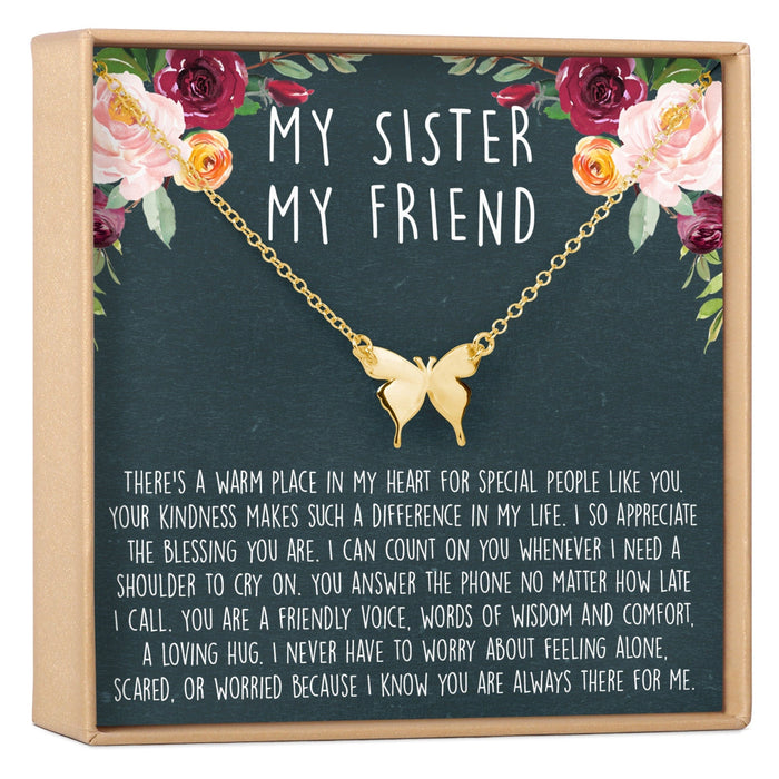 Sisters Butterfly Pendant Necklace