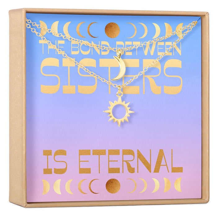 Sisters Sun and Moon Pendants Necklace Set