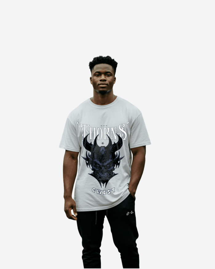 G West Skull and Thorns Oversized T-Shirt Mens
