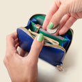 Small Zipper Wallet with Detachable Key Ring - Cobalt Blue