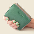 Small Zipper Wallet with Detachable Key Ring - Green