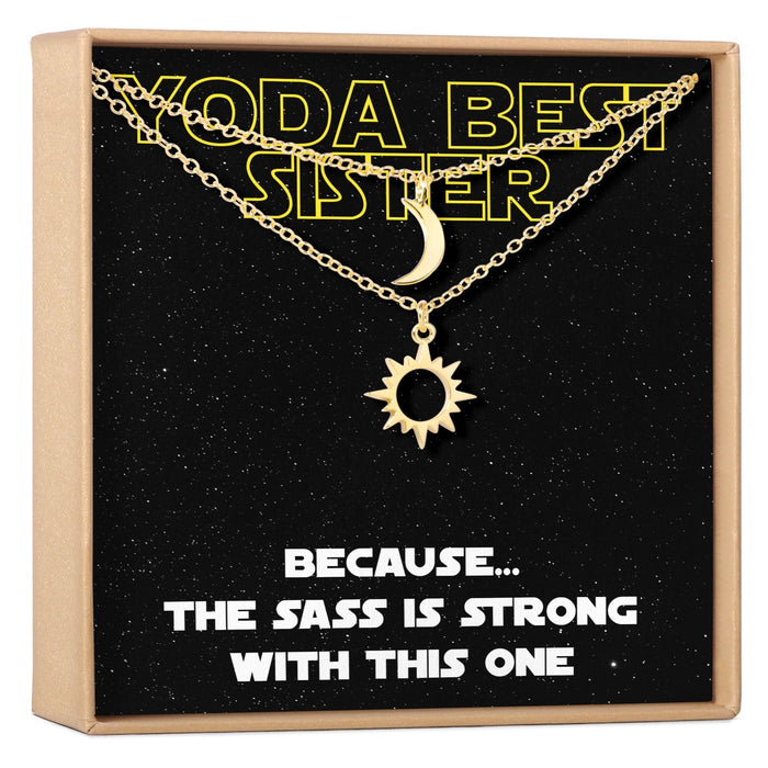 Space and Galaxy Gift for Sister Sun and Moon Pendants Necklace Set