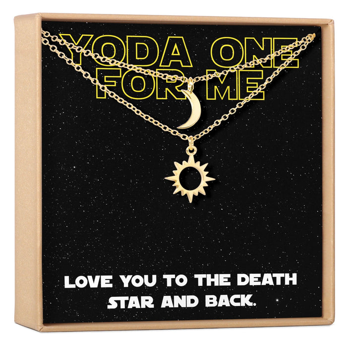 Space and Galaxy Sun and Moon Pendants Necklace Set