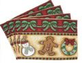 DaDa Bedding Set of 8 Pieces Gingerbread Sweets Holiday Table Tapestry - 4 Placemats, 2 Table Runners, 2 Throw Pillow Covers (12917)