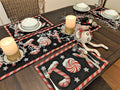 DaDa Bedding Set of 8 Pieces Peppermint Joy Holiday Table Tapestry - 4 Placemats, 2 Table Runners, 2 Throw Pillow Covers (12904)