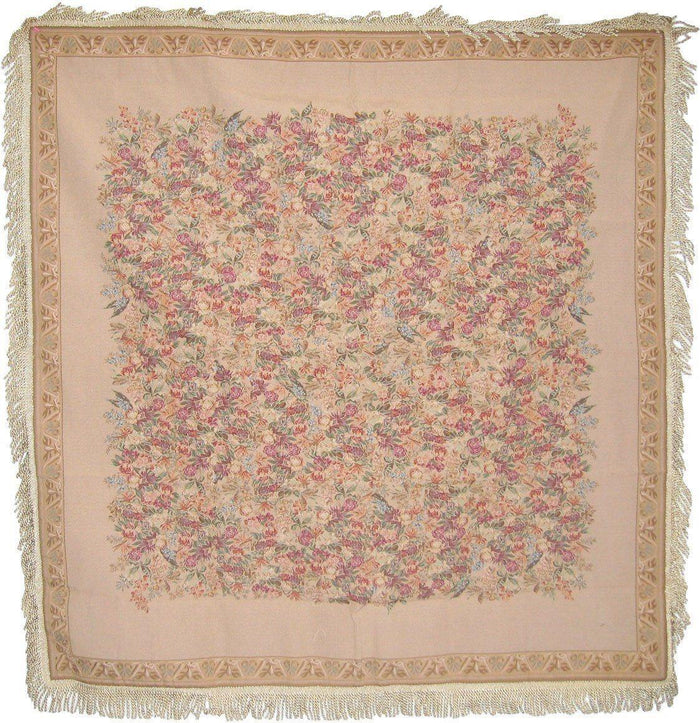 DaDa Bedding Wildflower Wonderland Floral Golden Beige Tan Square Dining Table Cloth (3100)