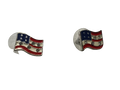 Vintage Enamel American Flag Earrings Jewelry Pierced Silver Tone 4th of July
