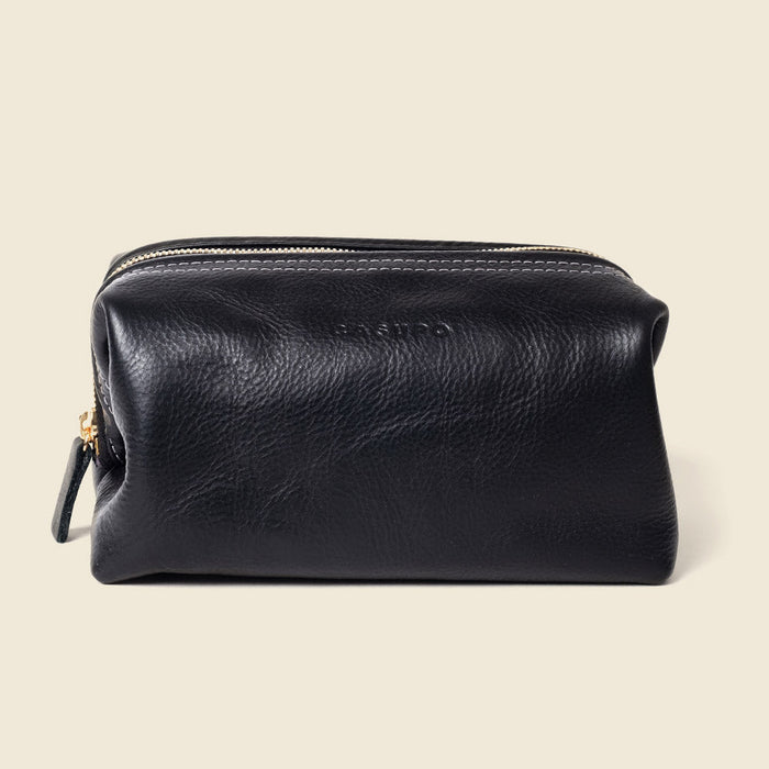 Leather Toiletry Bag - Black