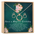 Unicorn Linked Circles Earring and Necklace Jewelry Set
