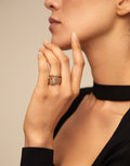 Uno De 50 Multi row ring with a charm Gold