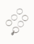 Uno de 50 Multi row ring with a charm Silver