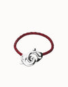 Uno De 50 Red leather bracelet with interlocking carabiner Silce