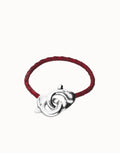 Uno De 50 Red leather bracelet with interlocking carabiner Silce