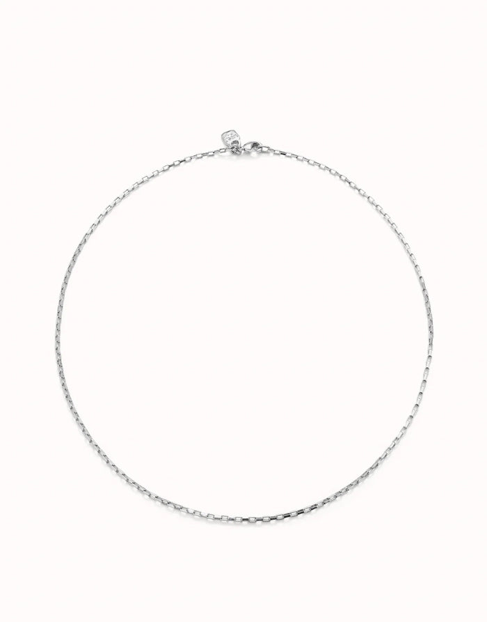 Uno De 50 Short link chain charm necklace Silver