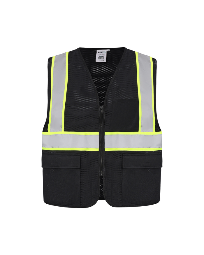 Kiwi High Visibility ANSI/ISEA 107-2020 Reflector Contrast Trimmed Black Safety Vest [70200]