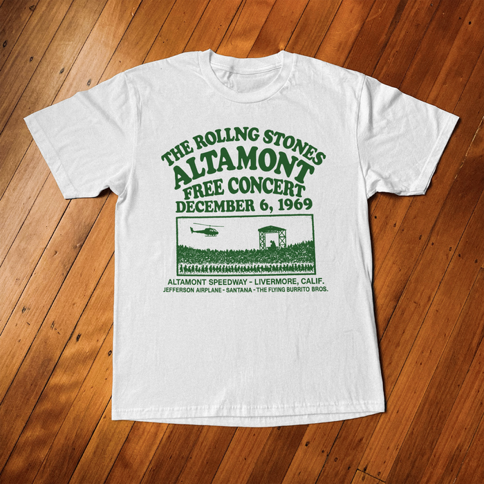 Rolling Stones 'Altamont Free Concert' Retro White T-Shirt