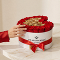 Heart White Box | Red & Gold Roses