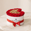 Heart White Box | Red & Gold Roses