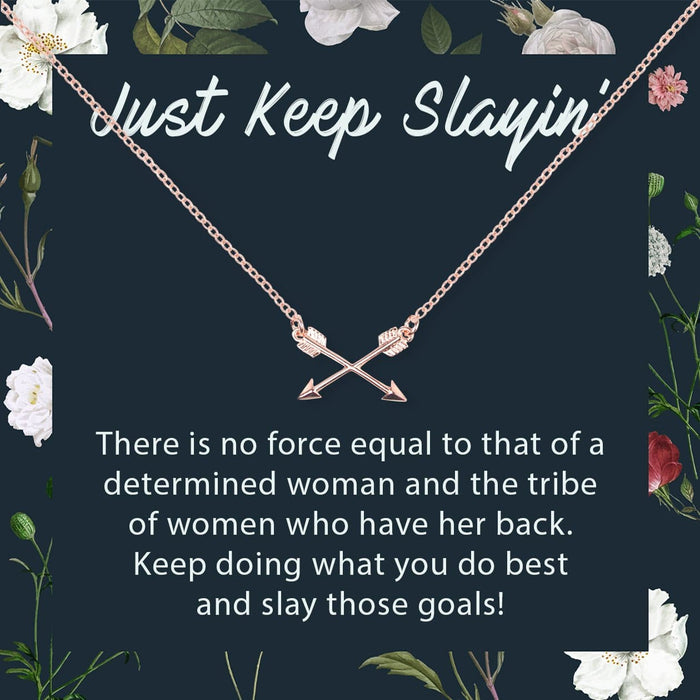 Women Empowerment - Keep Slaying - Double Intersecting Arrows Necklace