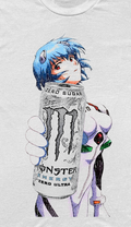 Evangelion Rei Ayanami Monster Parody Washed White Tee