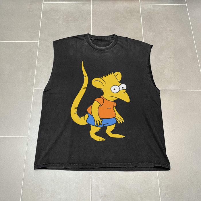 Dear Rat Boy' Vintage Black Cut-Off T-Shirt