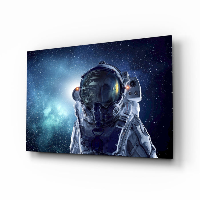 Astronaut Helmet Starfield Portrait Glass Wall Art